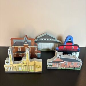 The Cat's Meow Village Wood Shelf Sitters Mixed Lot Of 5